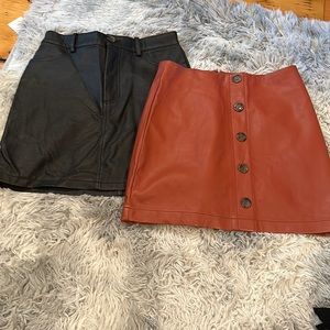 Two Pleather Mini Skirts